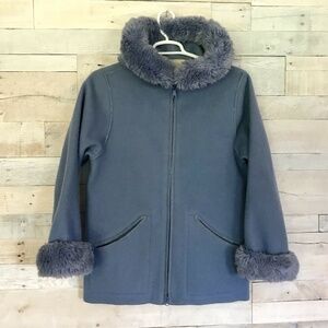 Lundstrom Laparka Blue Boiled Wool Hooded Coat M 8